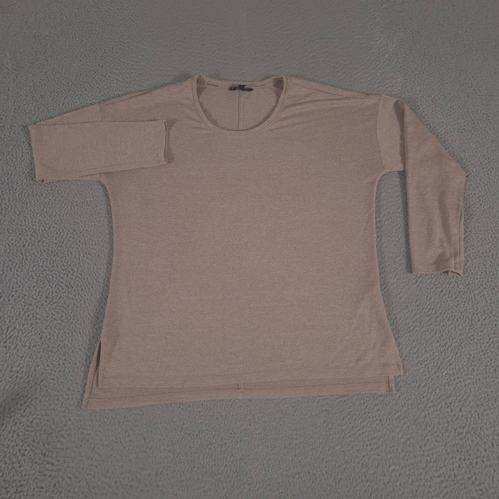 Banana Republic Top Women L Tan Scoop Neck Long Sleeve Soft Knit Side Slit Tunic